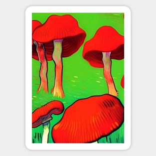 RED VAN GOGH STYLE MUSHROOMS Sticker